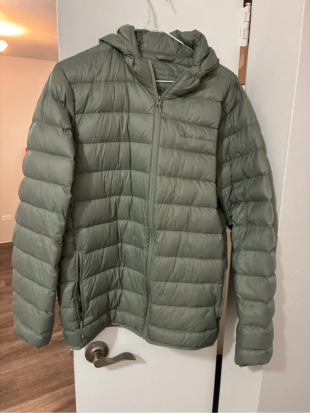 Eddie Bauer Men’s Lightweight Hooded Puffer Jacket — Sage Green